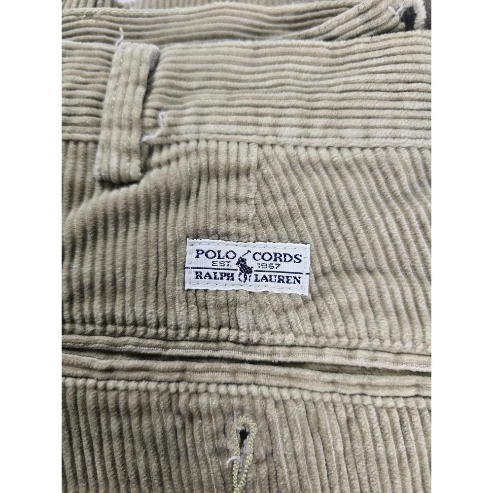 Polo Ralph Lauren Pants Mens‎ 36x32 Beige Corduroy Pleated Dress Polo Cords